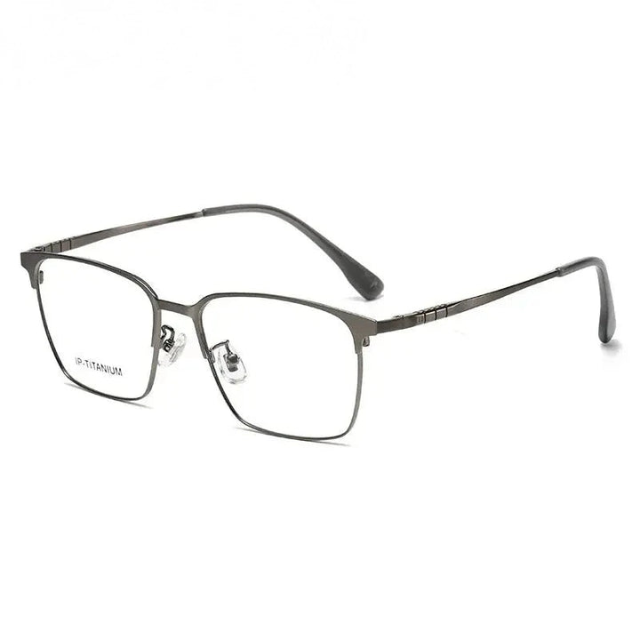 Summer Flower Unisex Full Rim Square Titanium Acetate Eyeglasses 98601 - Gray