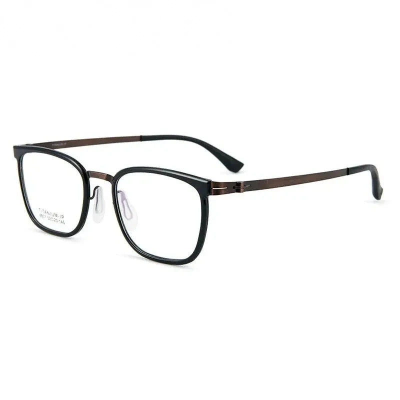 Summer Flower Unisex Full Rim Square Tr 90 Alloy Eyeglasses 88807 - Black Bronze