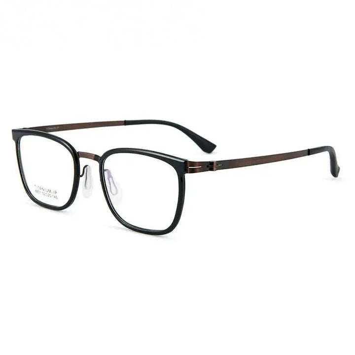 Summer Flower Unisex Full Rim Square Tr 90 Alloy Eyeglasses 88807 - Black Bronze