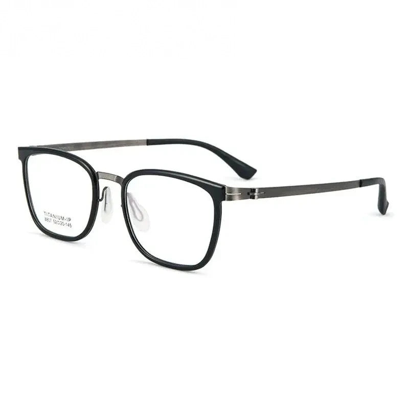 Summer Flower Unisex Full Rim Square Tr 90 Alloy Eyeglasses 88807 - Black Gray