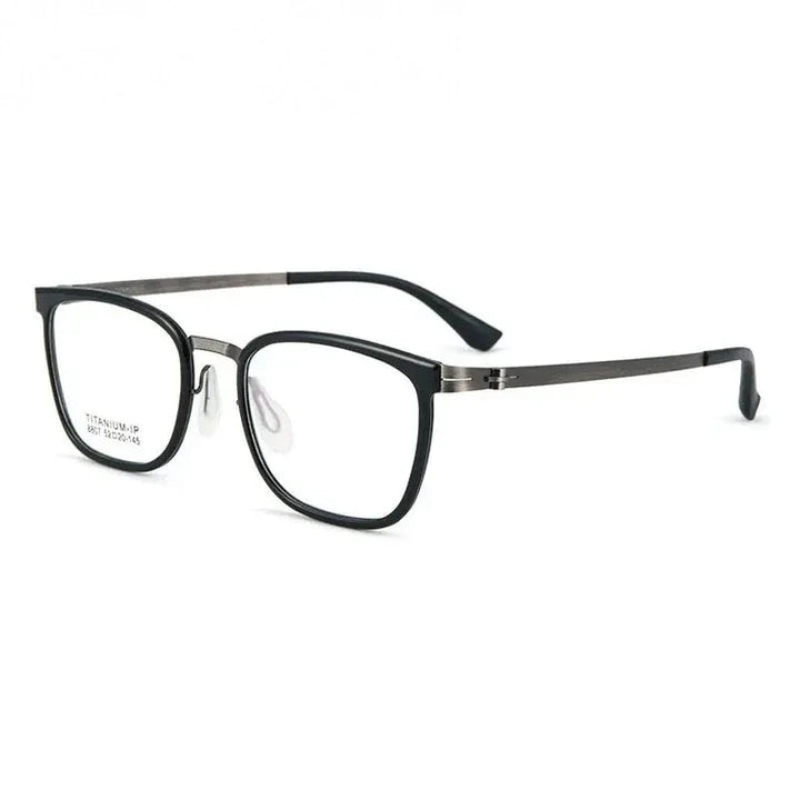 Summer Flower Unisex Full Rim Square Tr 90 Alloy Eyeglasses 88807 - Black Gray