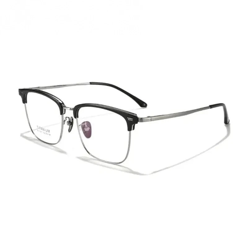 Summer Flower Unisex Full Rim Square Tr 90 Alloy Eyeglasses 67207 - Black Gray
