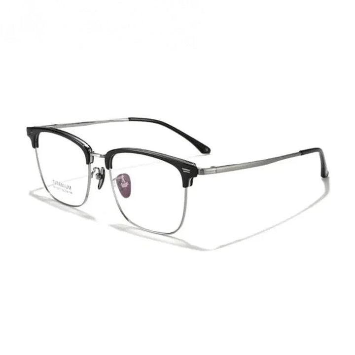 Summer Flower Unisex Full Rim Square Tr 90 Alloy Eyeglasses 67207 - Black Gray