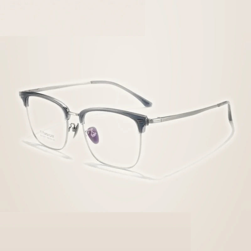 Summer Flower Unisex Full Rim Square Tr 90 Alloy Eyeglasses 67207 - Blue-Silver