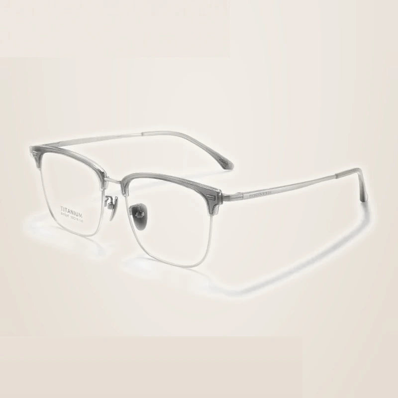 Summer Flower Unisex Full Rim Square Tr 90 Alloy Eyeglasses 67207 - Gray