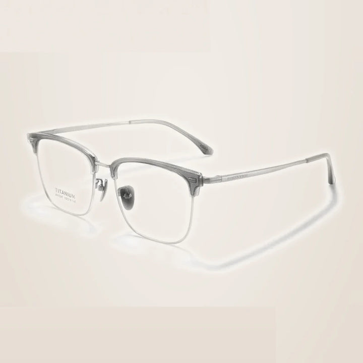 Summer Flower Unisex Full Rim Square Tr 90 Alloy Eyeglasses 67207 - Gray