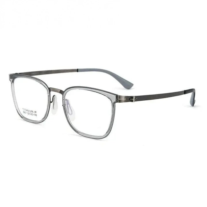 Summer Flower Unisex Full Rim Square Tr 90 Alloy Eyeglasses 88807 - Transparent Gray