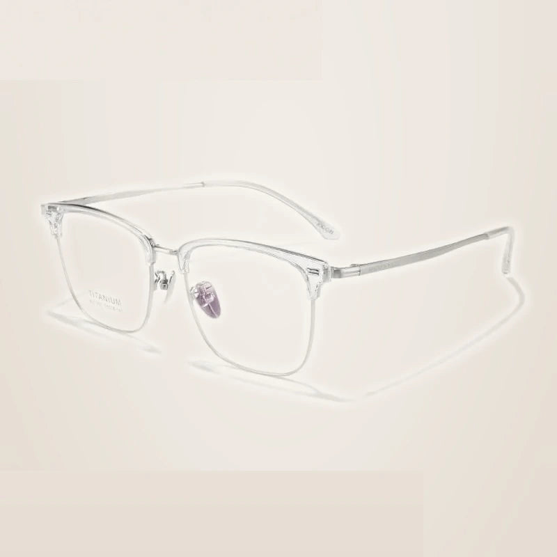 Summer Flower Unisex Full Rim Square Tr 90 Alloy Eyeglasses 67207 - Transparent -Silver