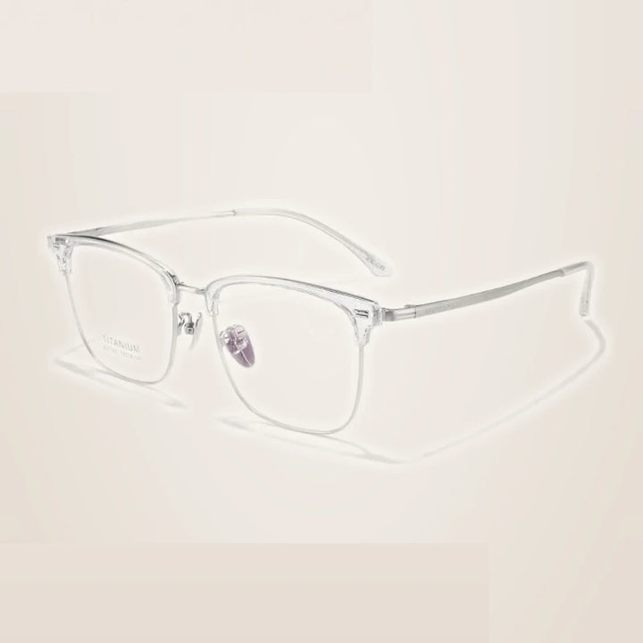 Summer Flower Unisex Full Rim Square Tr 90 Alloy Eyeglasses 67207 - Transparent -Silver
