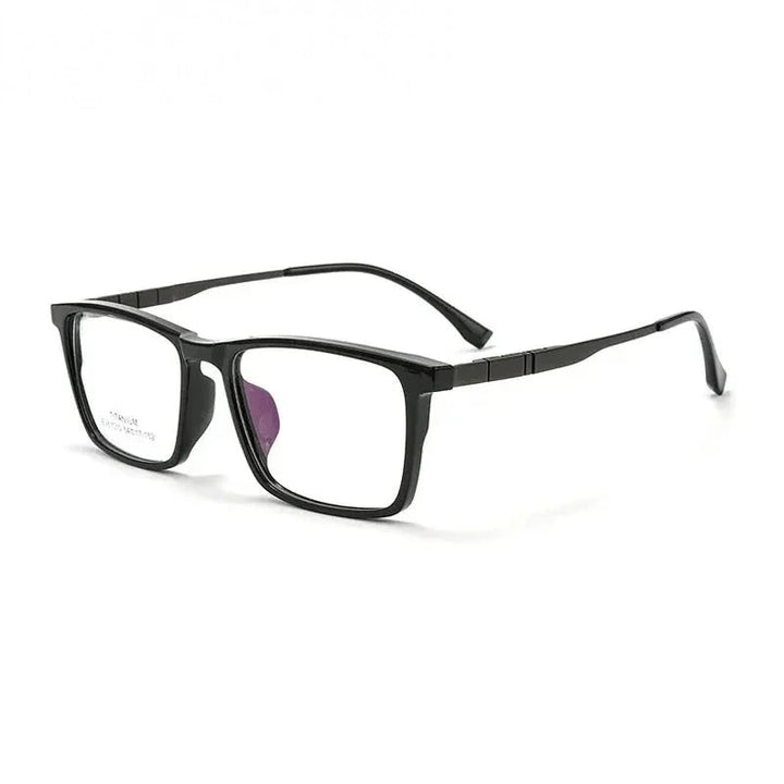 Summer Flower Unisex Full Rim Square Tr 90 Titanium Eyeglasses 610106 - Black