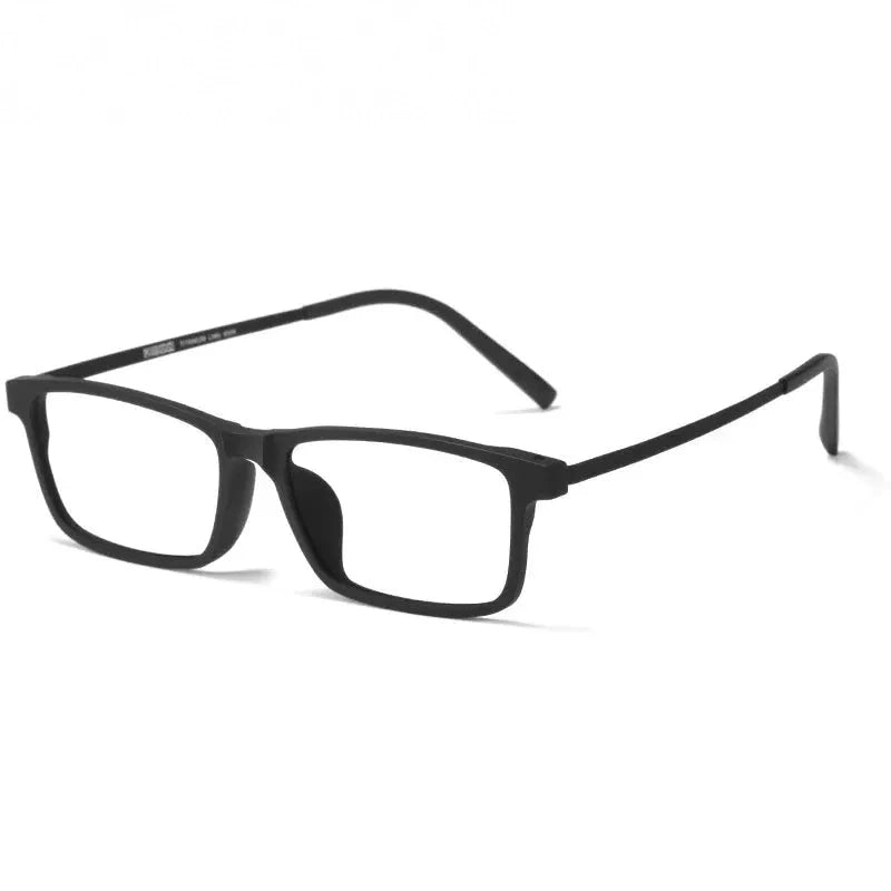 Summer Flower Unisex Full Rim Square Tr 90 Titanium Eyeglasses 618836 - Black