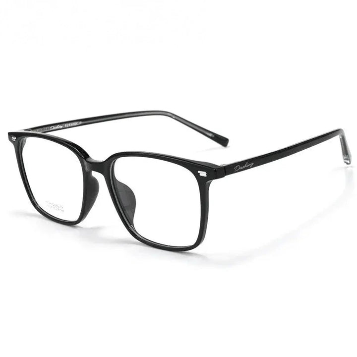 Summer Flower Unisex Full Rim Square Tr 90 Titanium Eyeglasses 611038 - Black