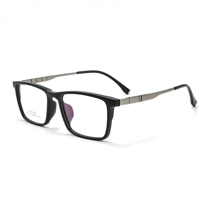 Summer Flower Unisex Full Rim Square Tr 90 Titanium Eyeglasses 610106 - Black Gray