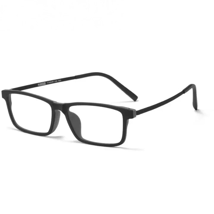 Summer Flower Unisex Full Rim Square Tr 90 Titanium Eyeglasses 618836 - Black Gray