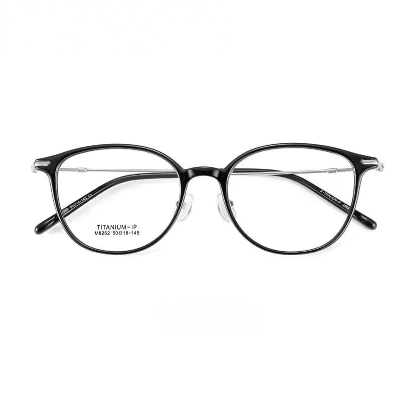 Summer Flower Unisex Full Rim Square Tr 90 Titanium Eyeglasses 618262 - Black Silver