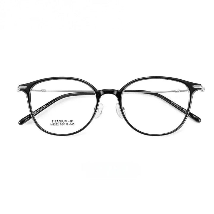Summer Flower Unisex Full Rim Square Tr 90 Titanium Eyeglasses 618262 - Black Silver