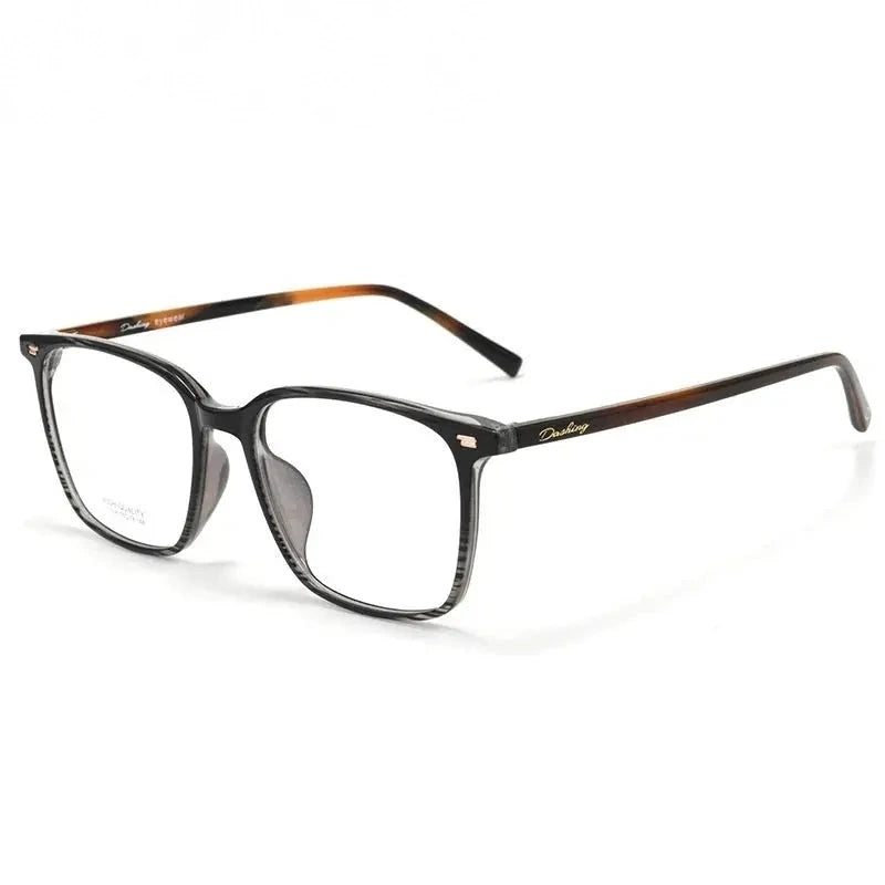 Summer Flower Unisex Full Rim Square Tr 90 Titanium Eyeglasses 611038 - Black Stripe