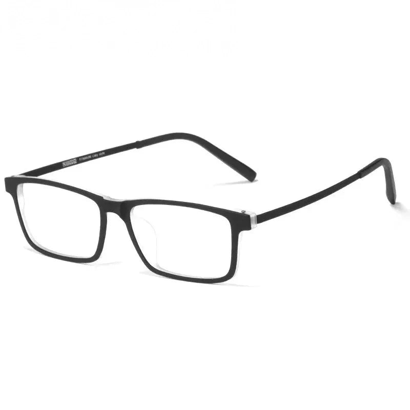 Summer Flower Unisex Full Rim Square Tr 90 Titanium Eyeglasses 618836 - Black Transparent