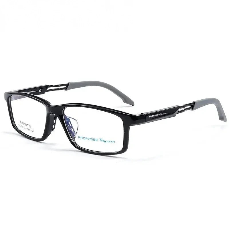 Summer Flower Unisex Full Rim Square Tr 90 Titanium Eyeglasses 62018 - Bright Black