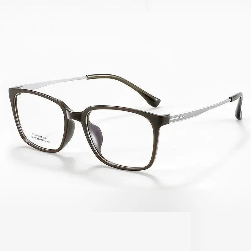 Summer Flower Unisex Full Rim Square Tr 90 Titanium Eyeglasses 66014 - Coffee Blue