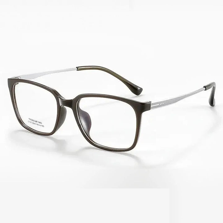 Summer Flower Unisex Full Rim Square Tr 90 Titanium Eyeglasses 66014 - Coffee Blue