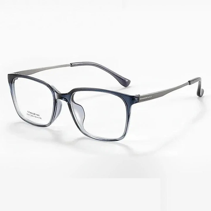 Summer Flower Unisex Full Rim Square Tr 90 Titanium Eyeglasses 66014 - Gradient Blue