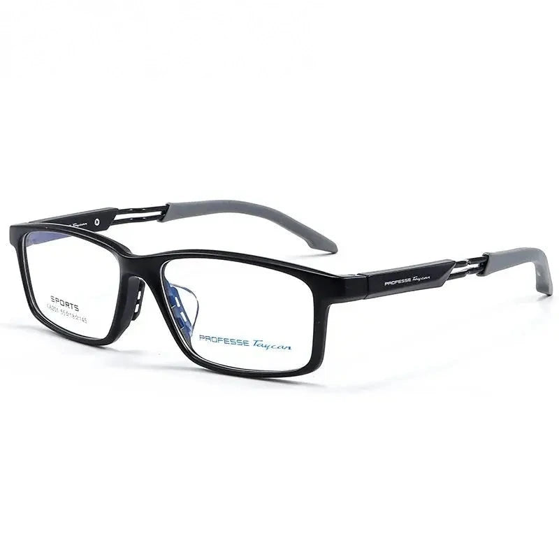 Summer Flower Unisex Full Rim Square Tr 90 Titanium Eyeglasses 62018 - Matte Black