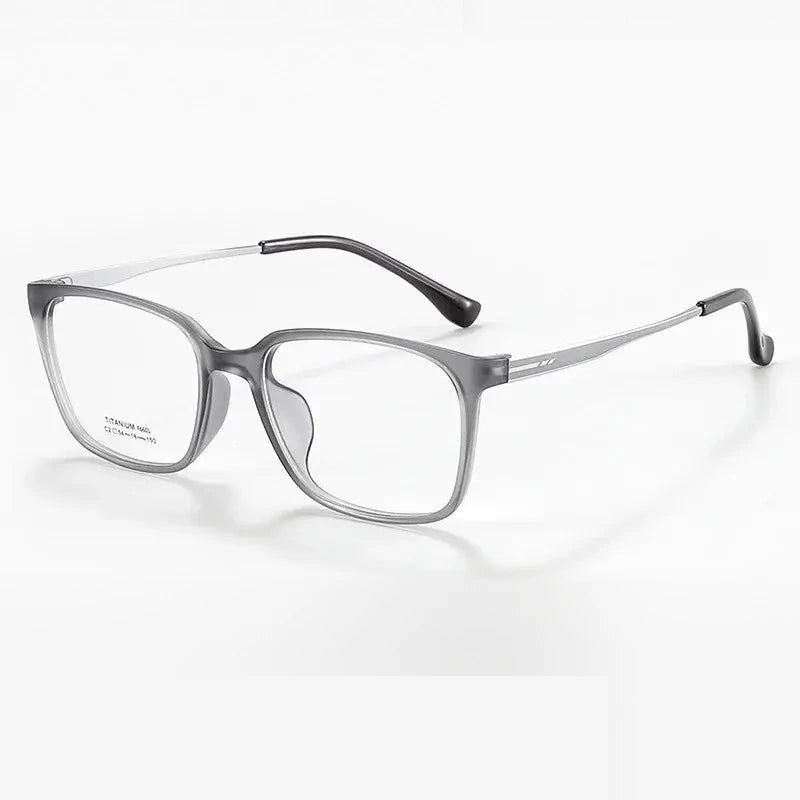 Summer Flower Unisex Full Rim Square Tr 90 Titanium Eyeglasses 66014 - Matte Gray