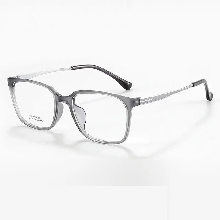 Summer Flower Unisex Full Rim Square Tr 90 Titanium Eyeglasses 66014 - Matte Gray