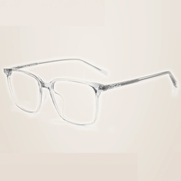 Summer Flower Unisex Full Rim Square Tr 90 Titanium Eyeglasses 611038 - Transparent Gray