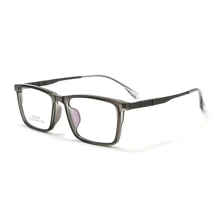 Summer Flower Unisex Full Rim Square Tr 90 Titanium Eyeglasses 610106 - Transparent Gray