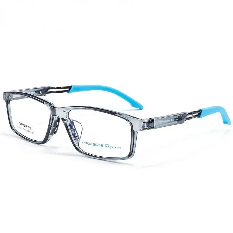 Summer Flower Unisex Full Rim Square Tr 90 Titanium Eyeglasses 62018 - Transparent Gray