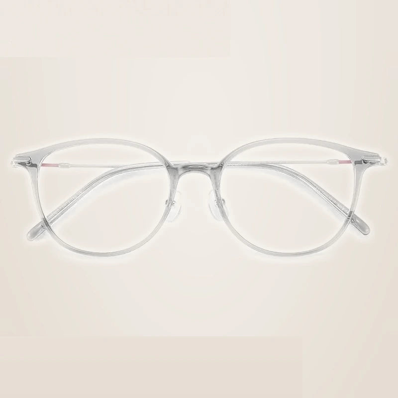 Summer Flower Unisex Full Rim Square Tr 90 Titanium Eyeglasses 618262 - Transparent Gray