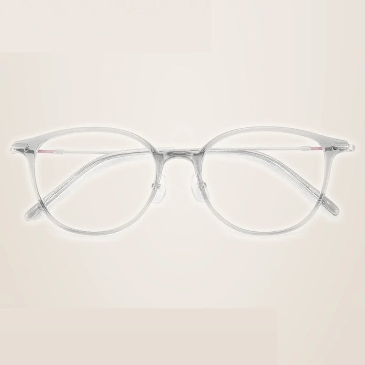 Summer Flower Unisex Full Rim Square Tr 90 Titanium Eyeglasses 618262 - Transparent Gray