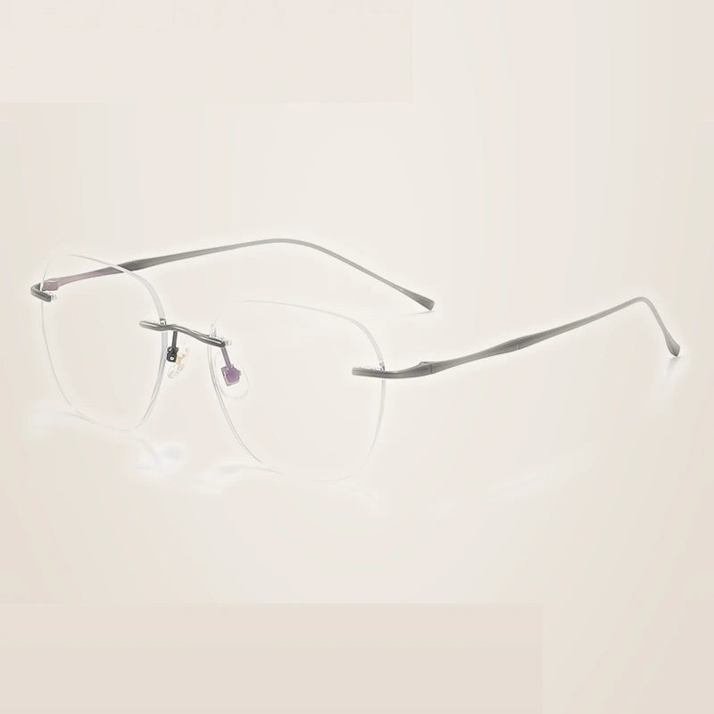Summer Flower Unisex Rimless Polygon Square Steel Eyeglasses 699632 - Black