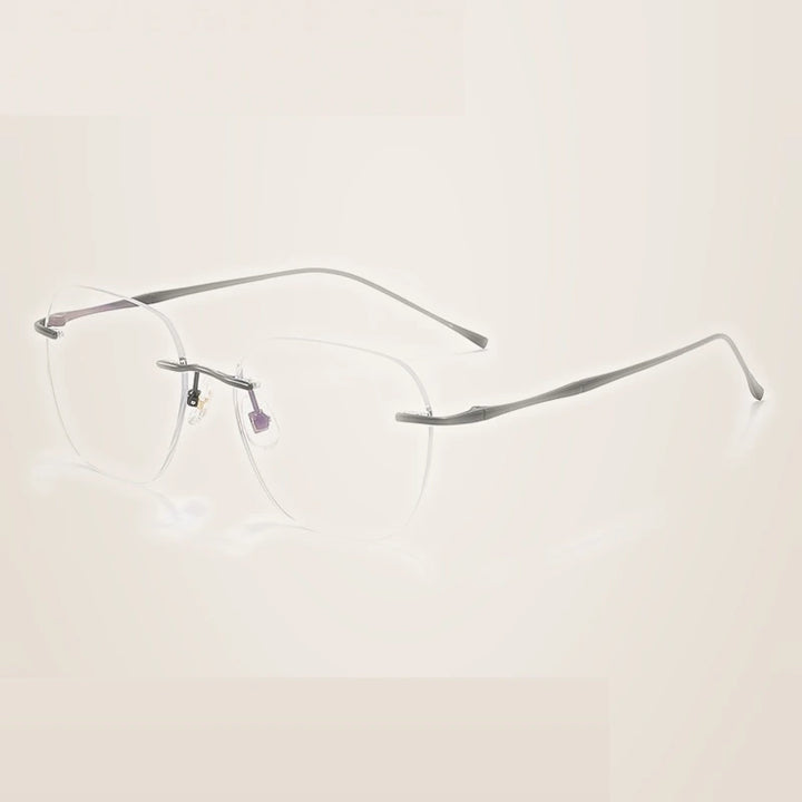 Summer Flower Unisex Rimless Polygon Square Steel Eyeglasses 699632 - Black