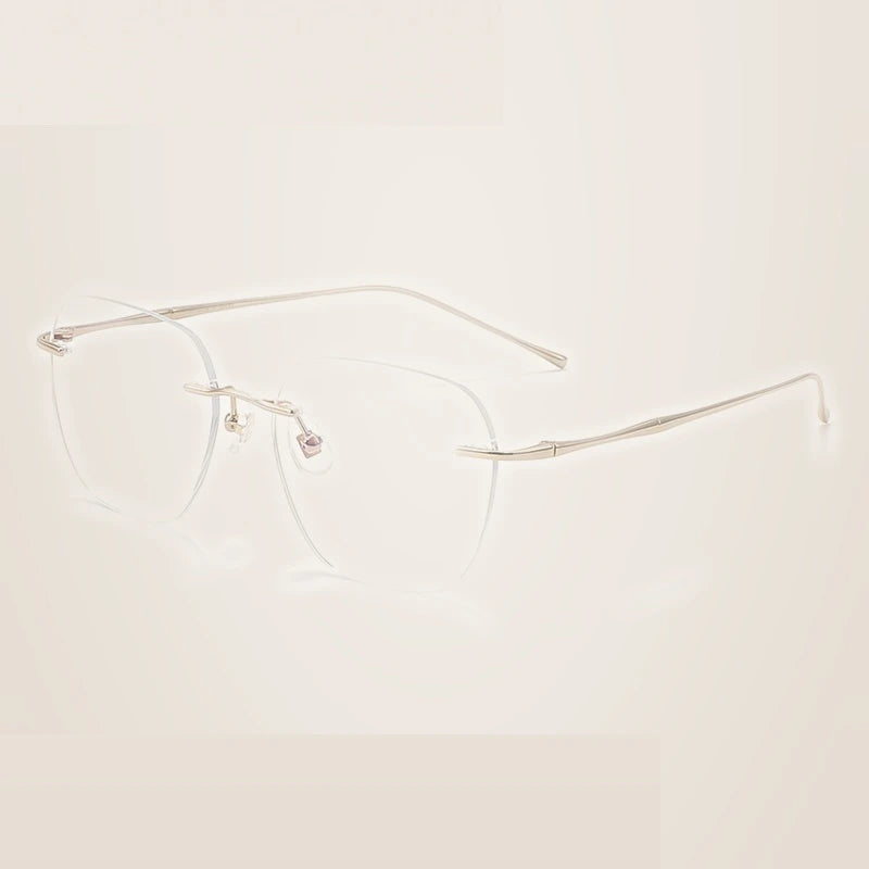 Summer Flower Unisex Rimless Polygon Square Steel Eyeglasses 699632 - Gold