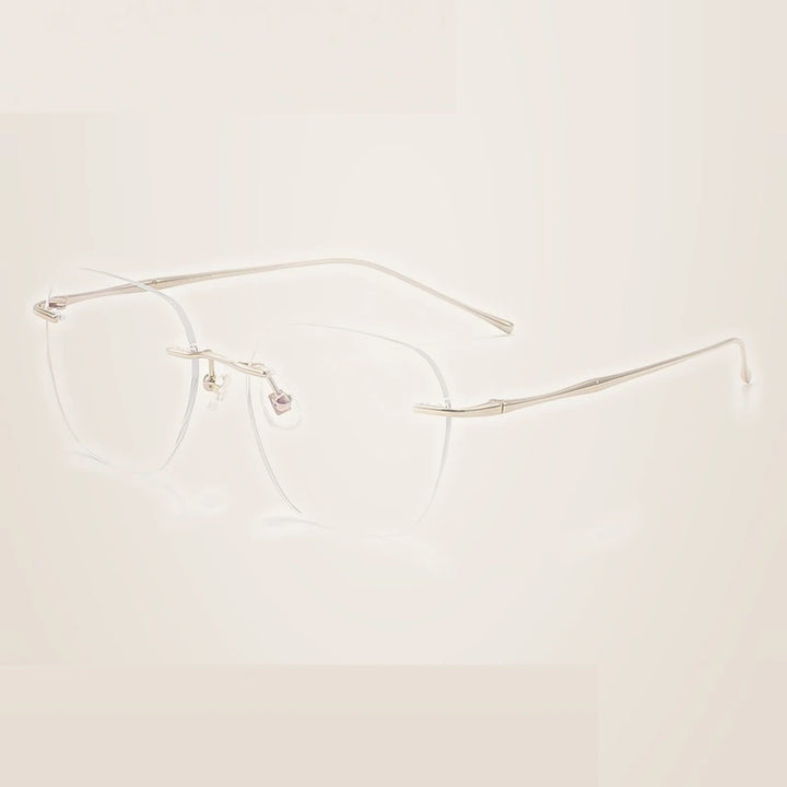 Summer Flower Unisex Rimless Polygon Square Steel Eyeglasses 699632 - Gold