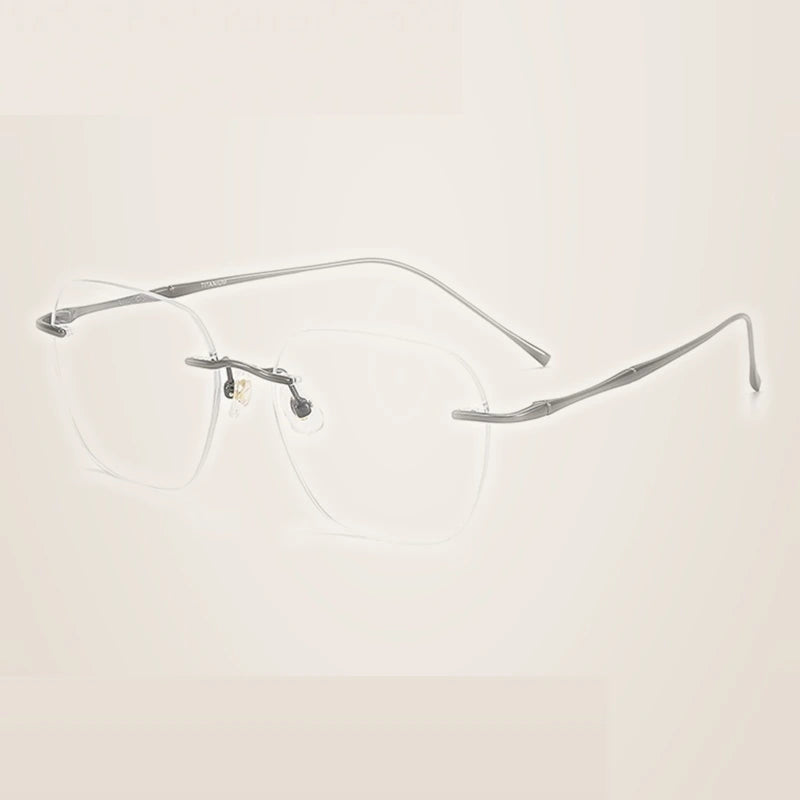Summer Flower Unisex Rimless Polygon Square Steel Eyeglasses 699632 - Gray