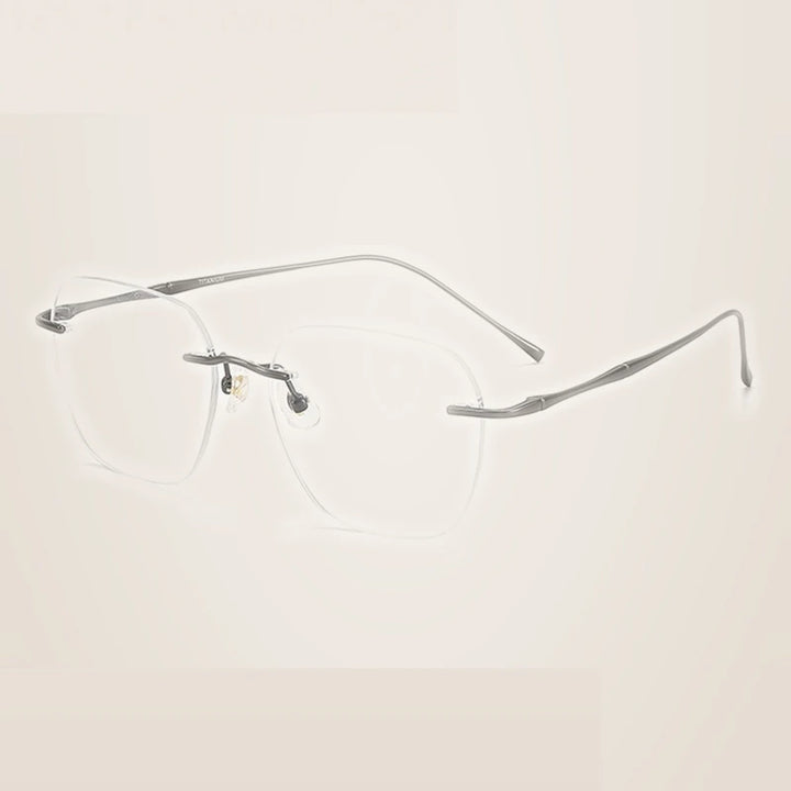 Summer Flower Unisex Rimless Polygon Square Steel Eyeglasses 699632 - Gray