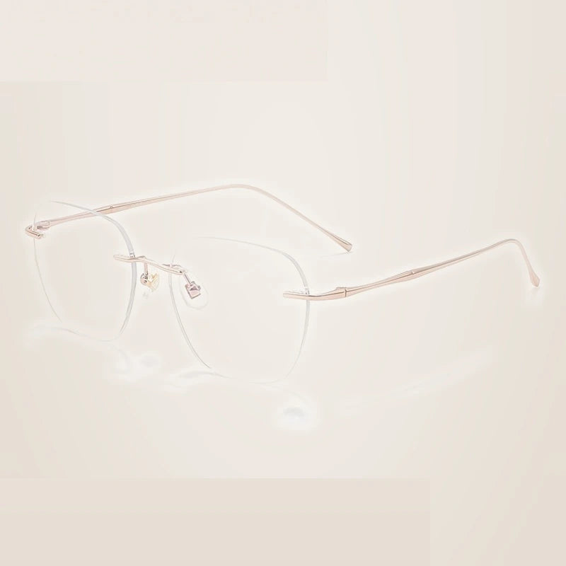 Summer Flower Unisex Rimless Polygon Square Steel Eyeglasses 699632 - Rose Gold