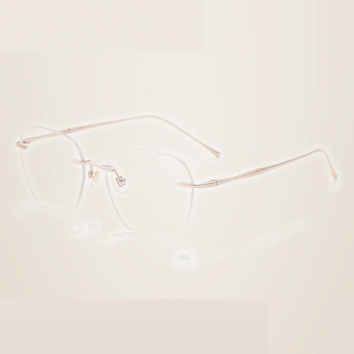 Summer Flower Unisex Rimless Polygon Square Steel Eyeglasses 699632 - Rose Gold