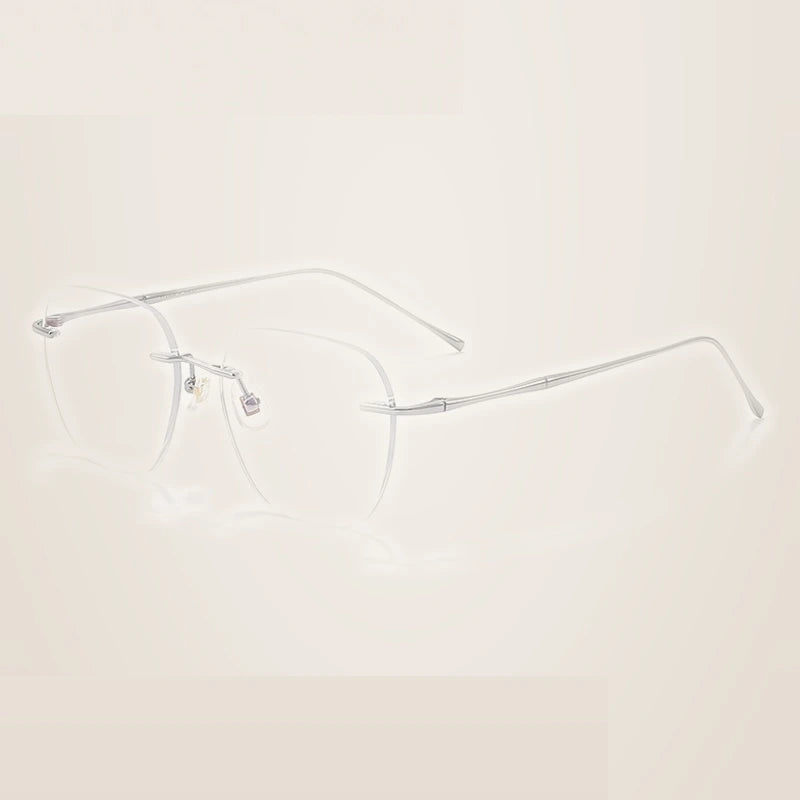 Summer Flower Unisex Rimless Polygon Square Steel Eyeglasses 699632 - Silver