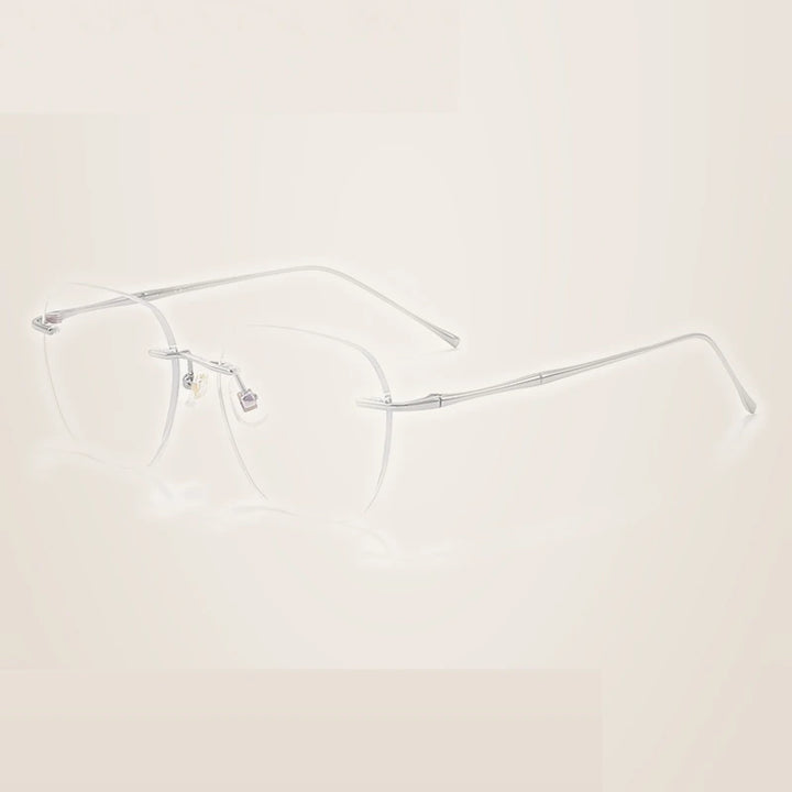 Summer Flower Unisex Rimless Polygon Square Steel Eyeglasses 699632 - Silver