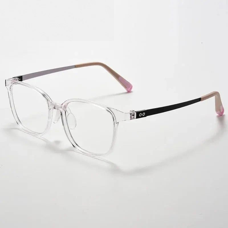 Summer Flower Unisex Youth's Full Rim Square Tr 90 Titanium Eyeglasses 696010 - Transparent Pink
