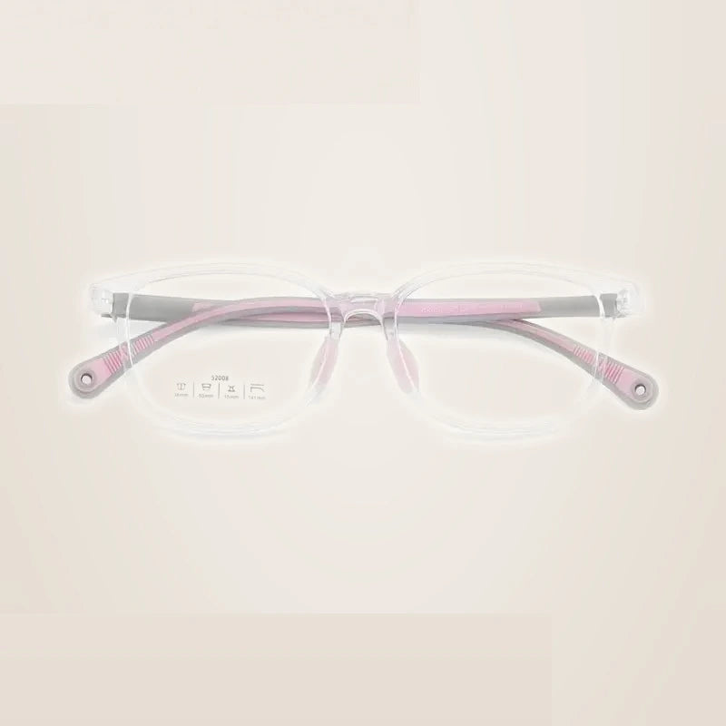 Summer Flower Unisex Youth's Full Rim Square Tr 90 Titanium Eyeglasses 6520 - Transparent-Pink