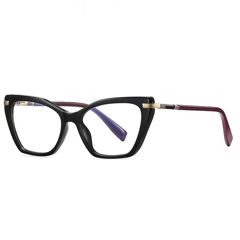 Summer Flower Women's Full Rim Cat Eye Tr 90 Titanium Eyeglasses 612104 - Black