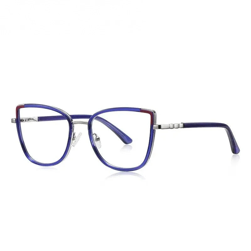 Summer Flower Women's Full Rim Cat Eye TR 90 Alloy Eyeglasses 613131 - Blue Purple