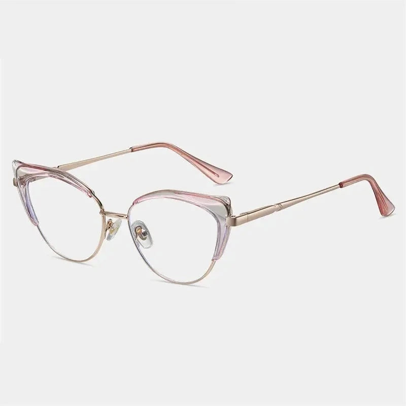 Summer Flower Women's Full Rim Cat Eye Tr 90 Titanium Eyeglasses 68732 - Transparent Purple