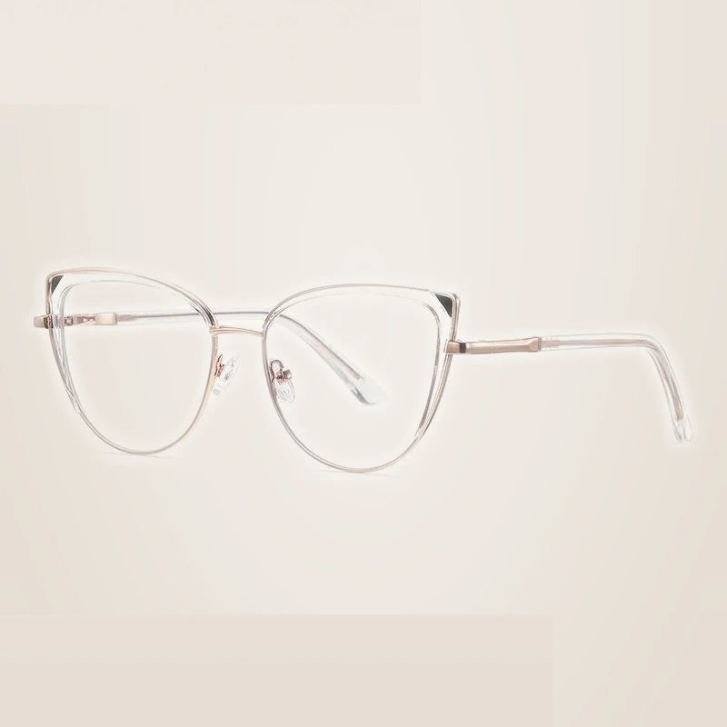 Summer Flower Women's Full Rim Oval Cat Eye Tr 90 Titanium Eyeglasses 31247 - Transparent